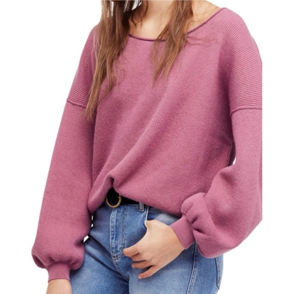 FREE PEOPLE MAUVE SHADOW OVERSIZED SWEATER LARGE